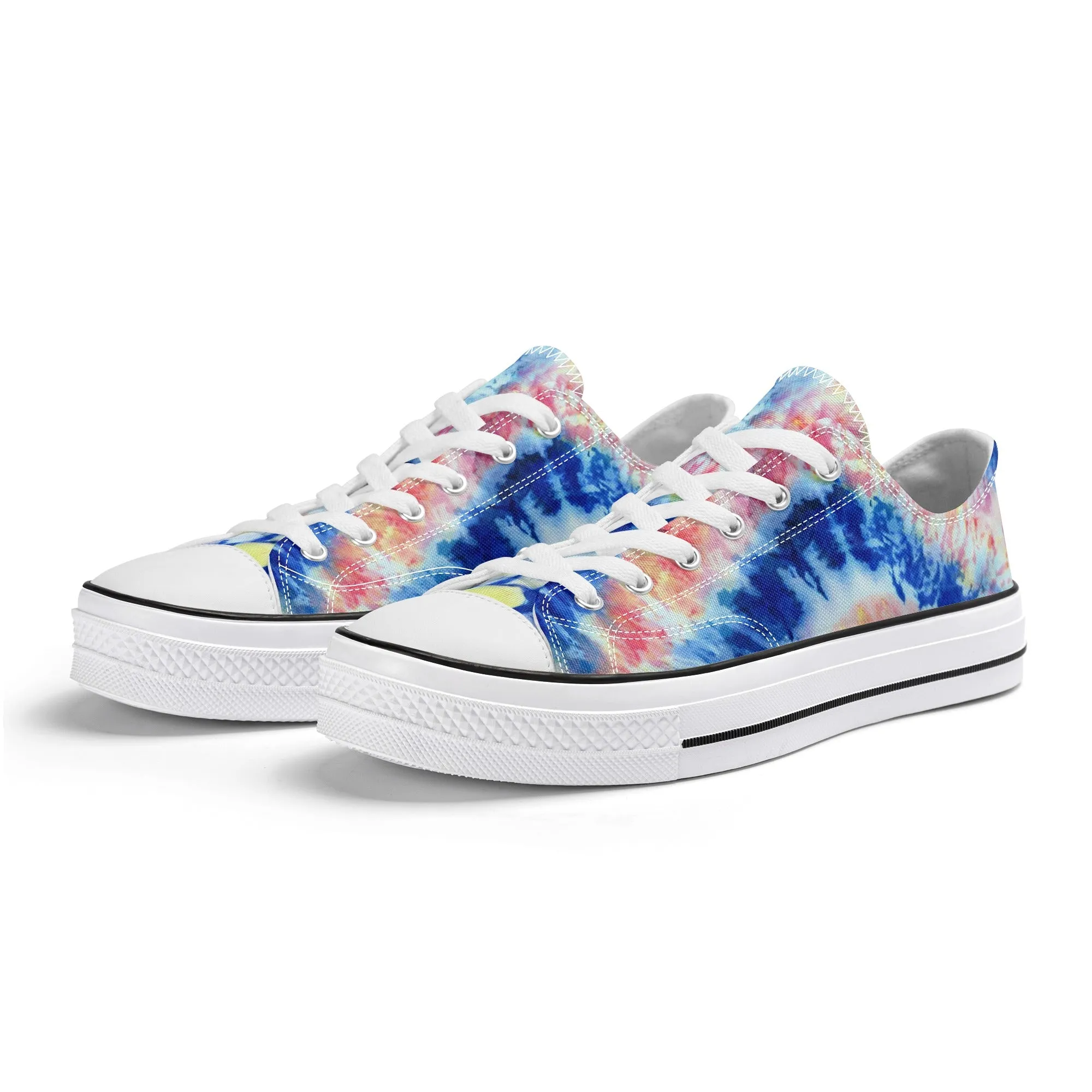 Blue and Red Tie Dye Pattern - Mens Classic Low Top Canvas Shoes for Footwear Lovers