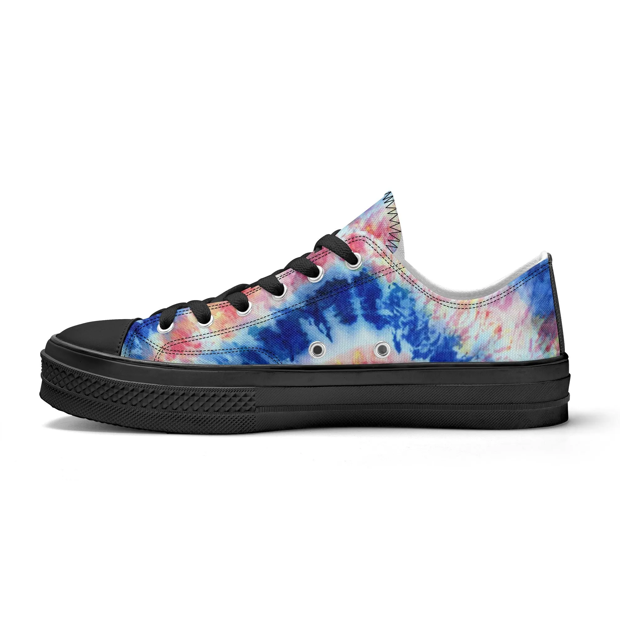 Blue and Red Tie Dye Pattern - Mens Classic Low Top Canvas Shoes for Footwear Lovers