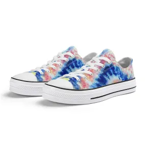 Blue and Red Tie Dye Pattern - Mens Classic Low Top Canvas Shoes for Footwear Lovers