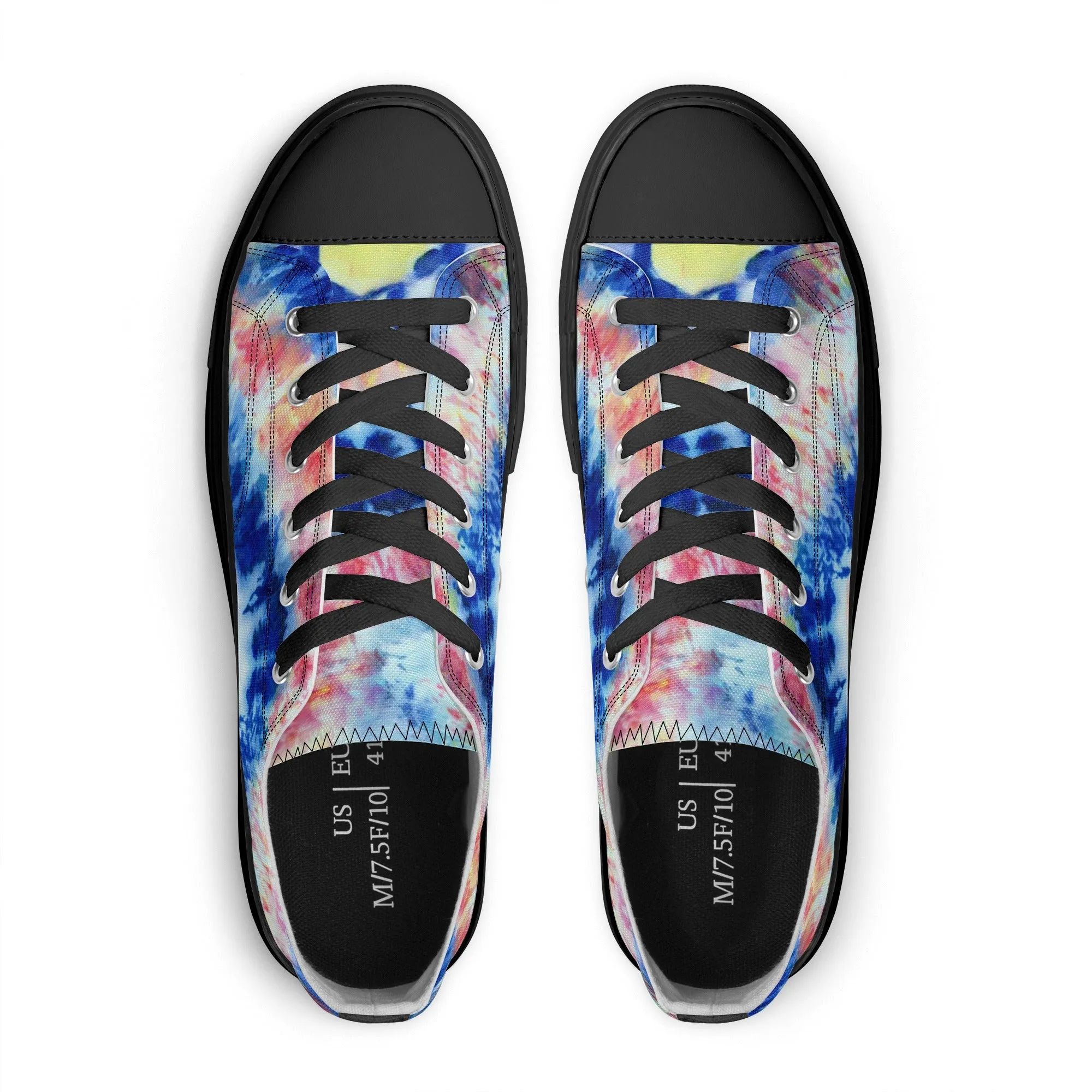 Blue and Red Tie Dye Pattern - Mens Classic Low Top Canvas Shoes for Footwear Lovers