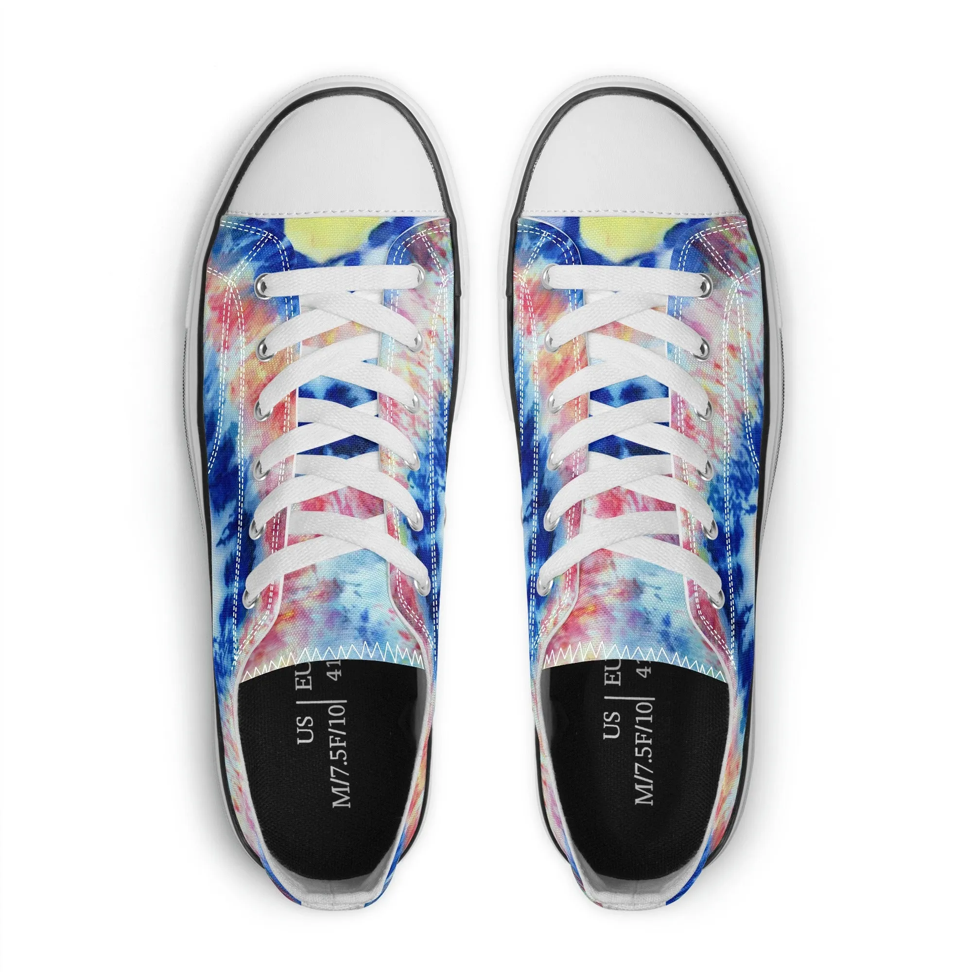 Blue and Red Tie Dye Pattern - Mens Classic Low Top Canvas Shoes for Footwear Lovers