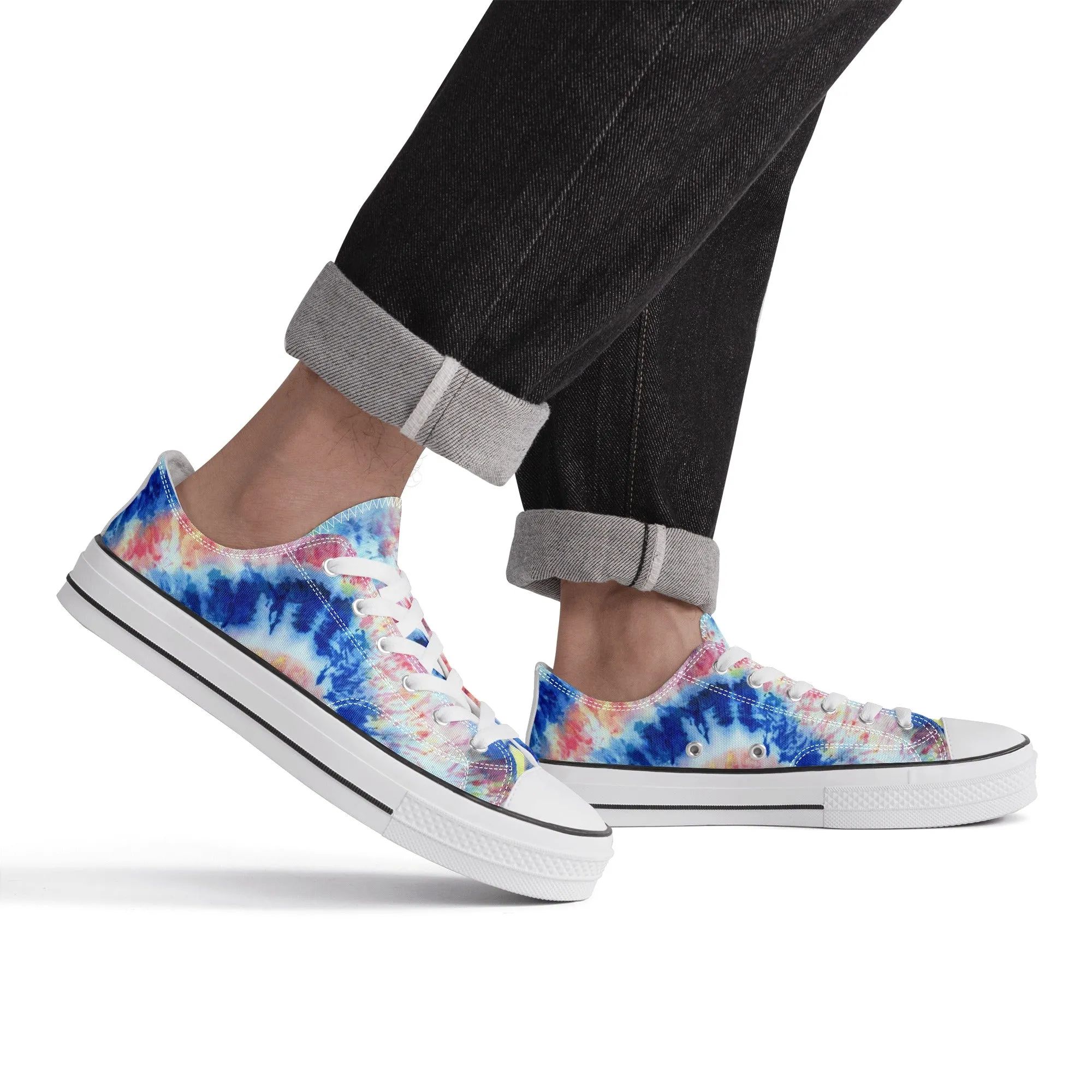 Blue and Red Tie Dye Pattern - Mens Classic Low Top Canvas Shoes for Footwear Lovers