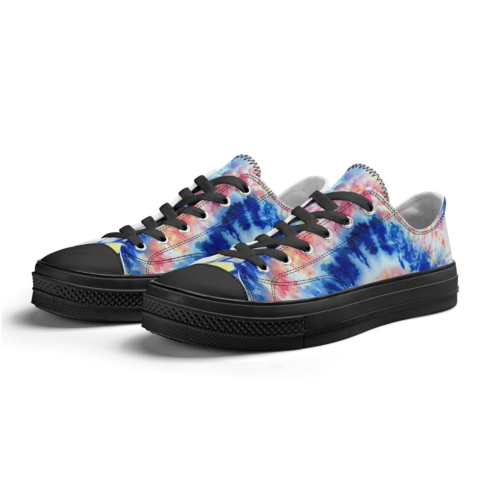 Blue and Red Tie Dye Pattern - Mens Classic Low Top Canvas Shoes for Footwear Lovers