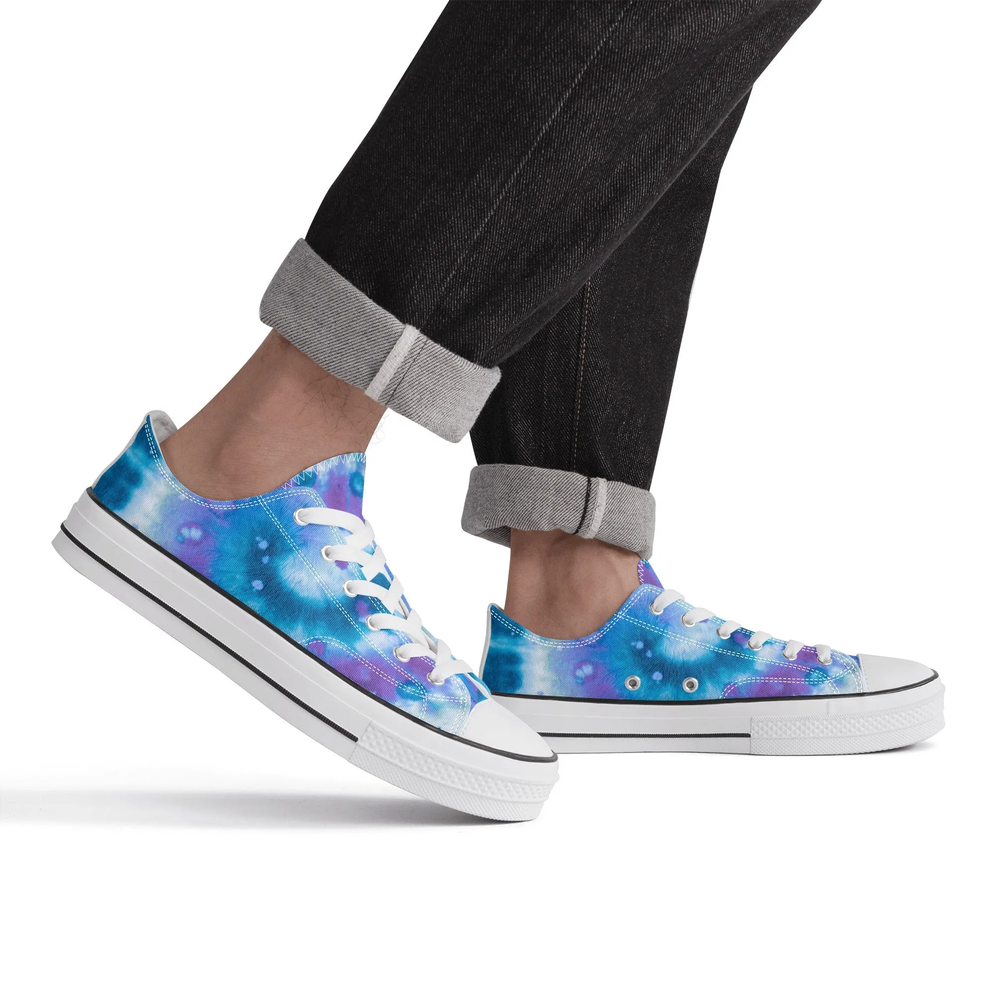 Blue Tie Dye Pattern - Mens Classic Low Top Canvas Shoes for Footwear Lovers