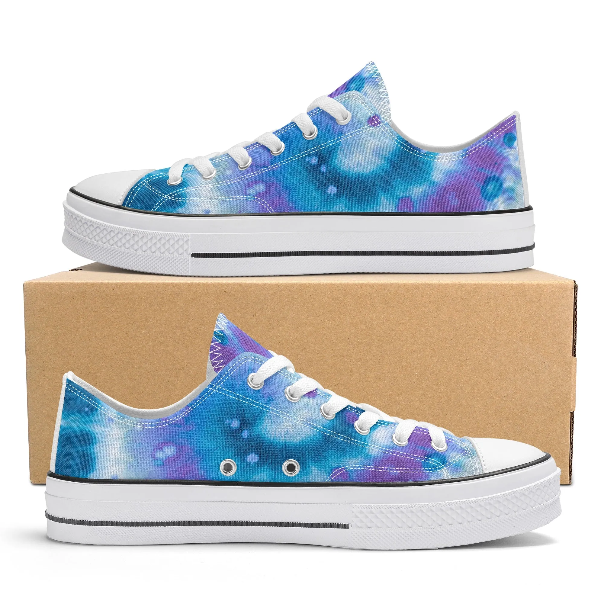 Blue Tie Dye Pattern - Mens Classic Low Top Canvas Shoes for Footwear Lovers