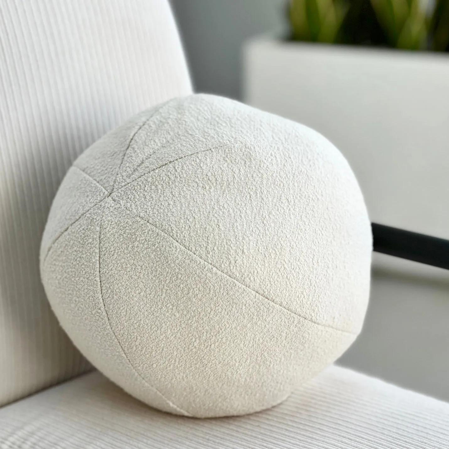 Bouclé Ivory Ball Throw Pillow