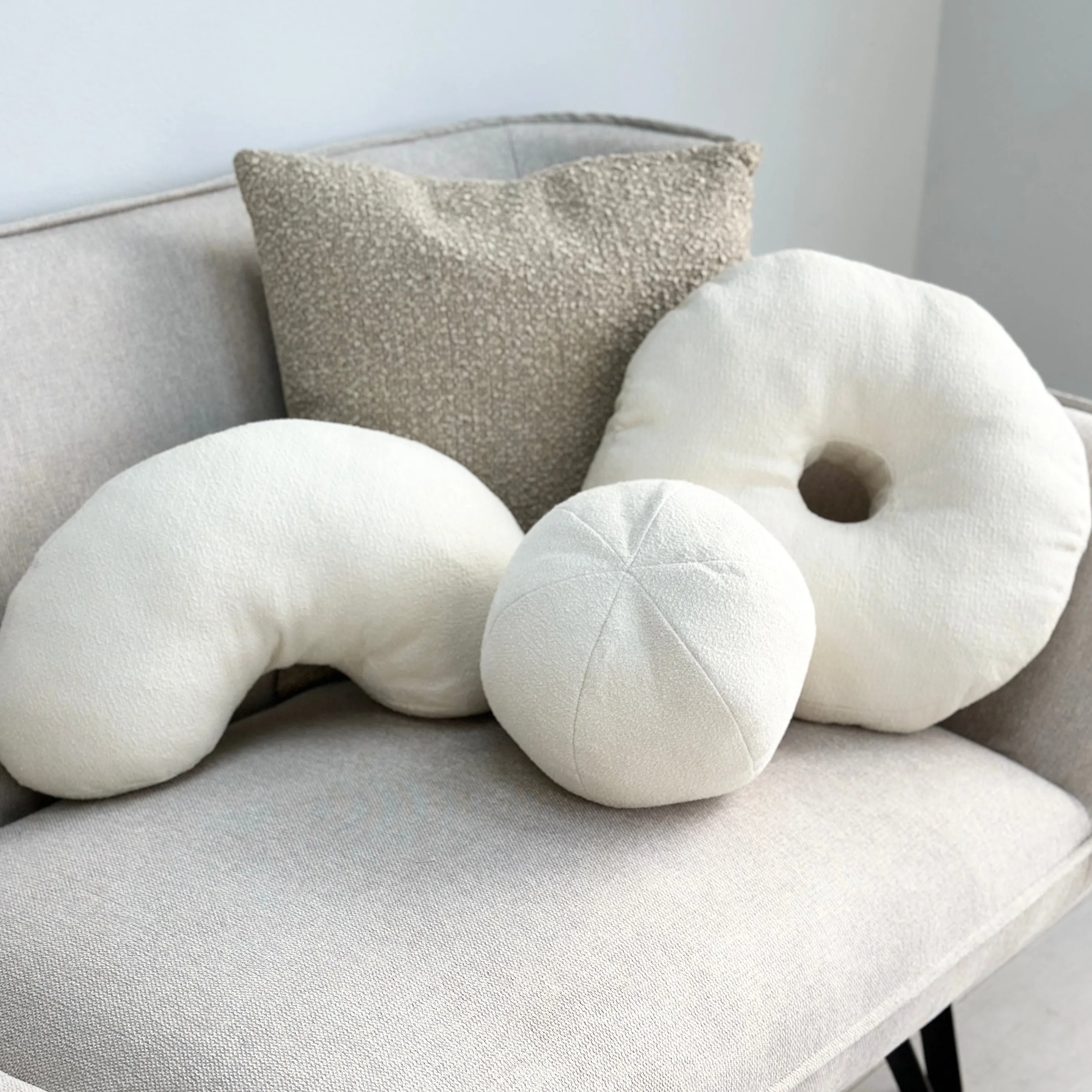 Bouclé Ivory Donut Throw Pillow