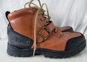 Boys POLO RALPH LAUREN Leather Ankle Boots Shoes Trek Hiking BROWN 6