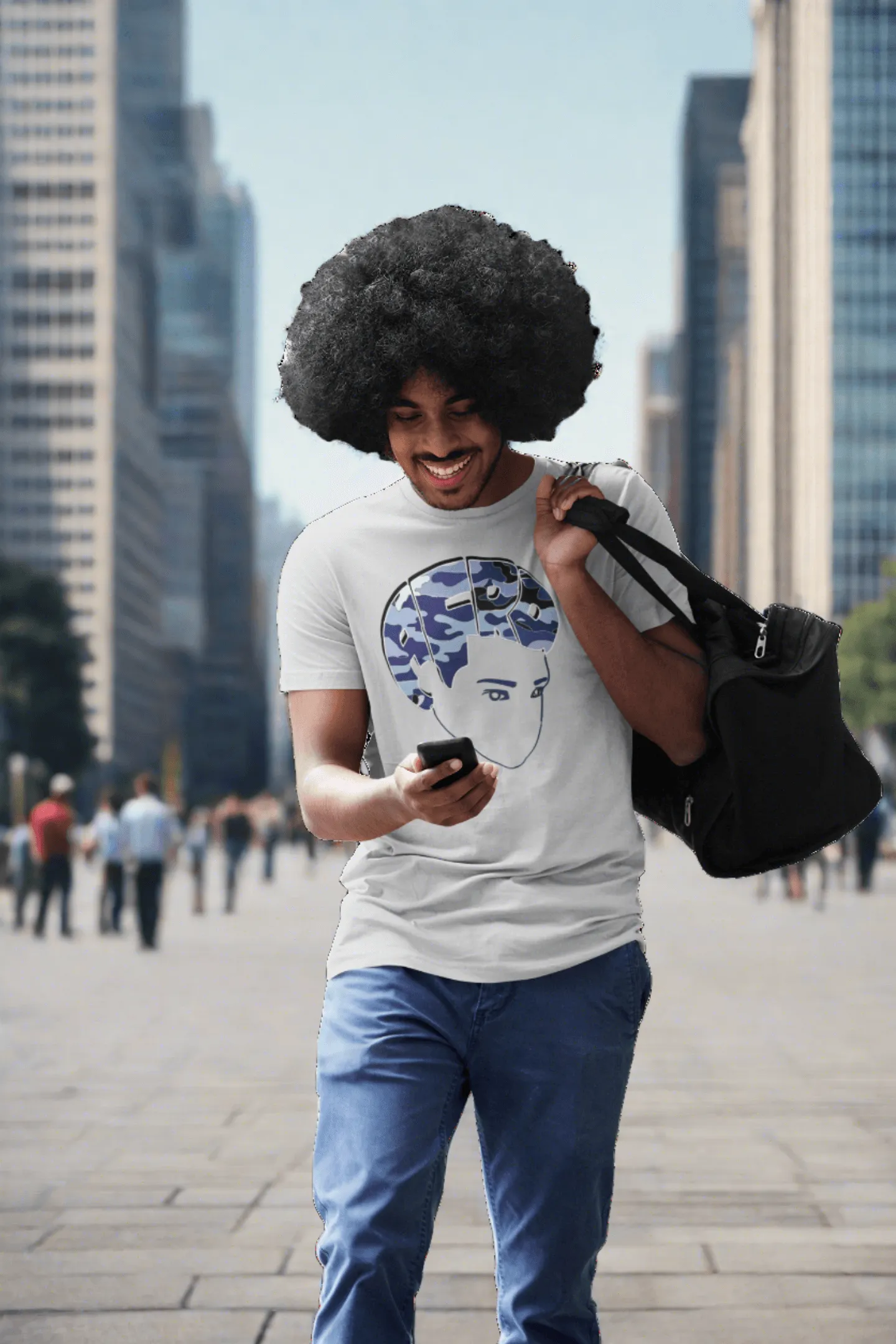 Bro Fro Camo Blue Tshirt