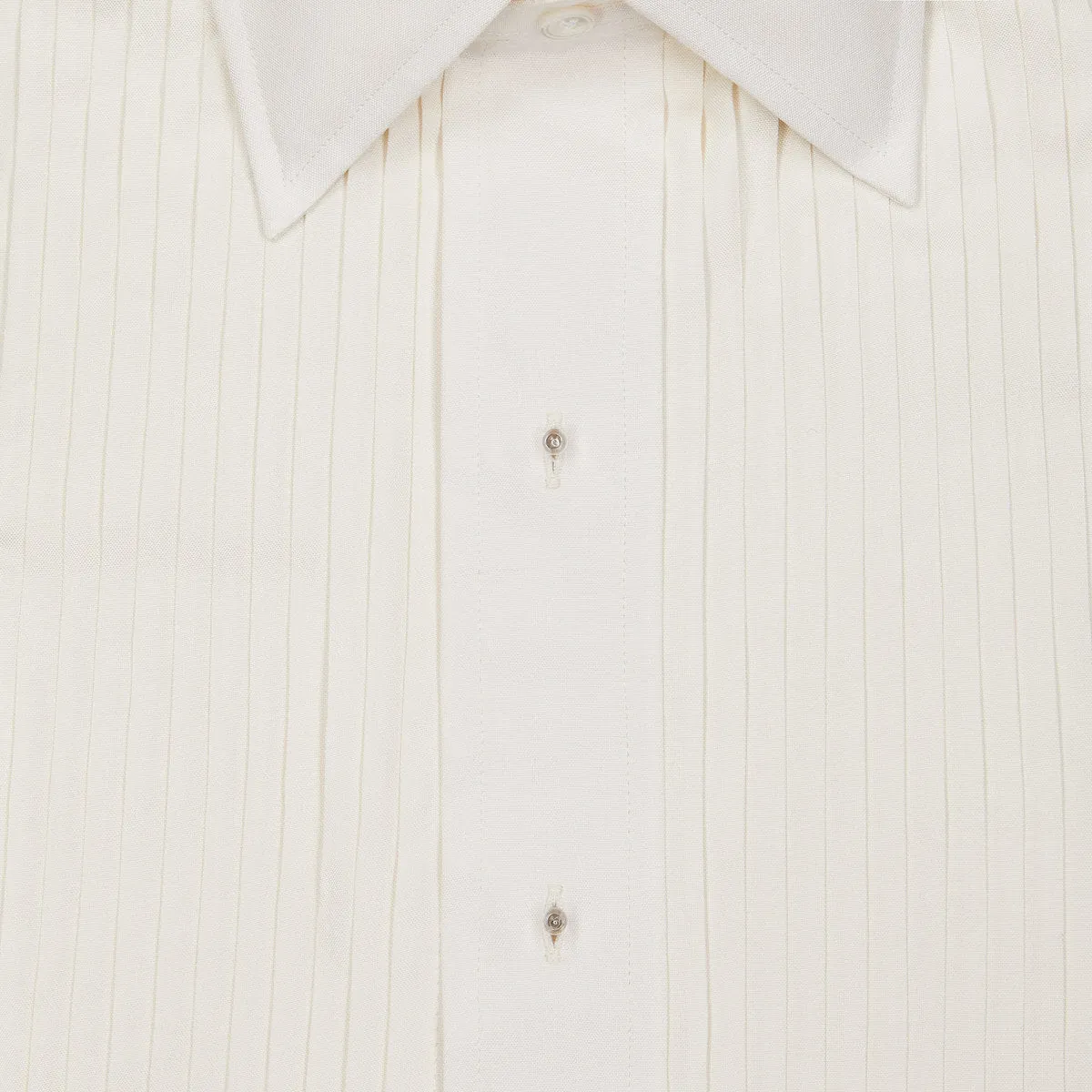 Budd x Kirby Allison Hand Pleated Spun Silk Cream Dinner Shirt