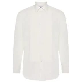 Budd x Kirby Allison Hand Pleated Spun Silk Cream Dinner Shirt