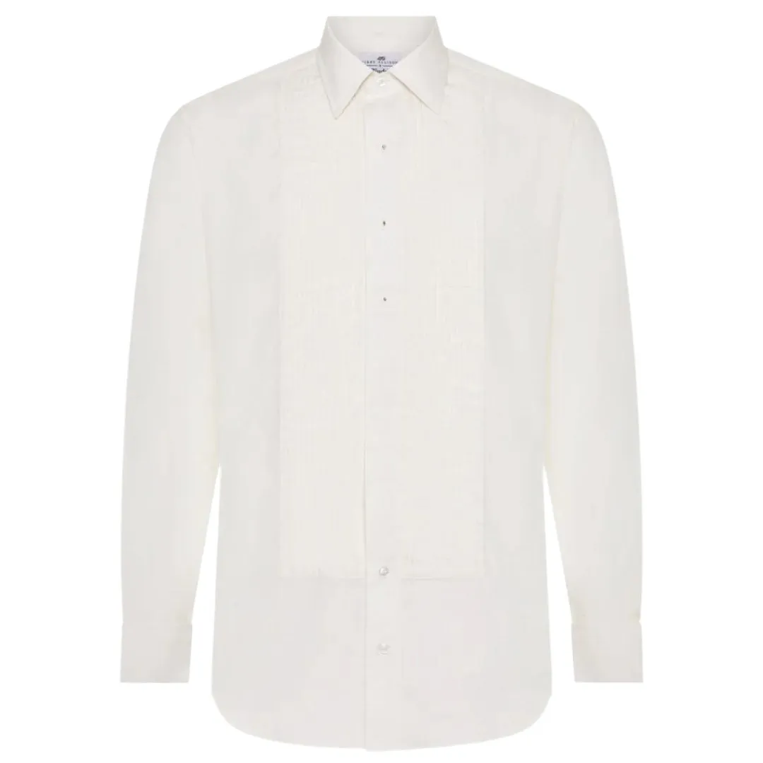 Budd x Kirby Allison Hand Pleated Spun Silk Cream Dinner Shirt