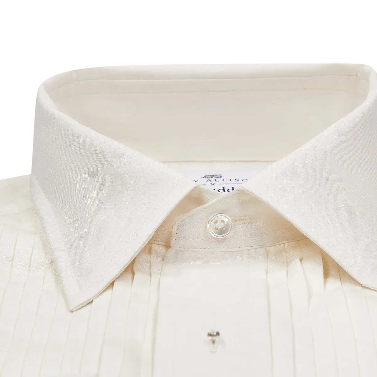 Budd x Kirby Allison Hand Pleated Spun Silk Cream Dinner Shirt