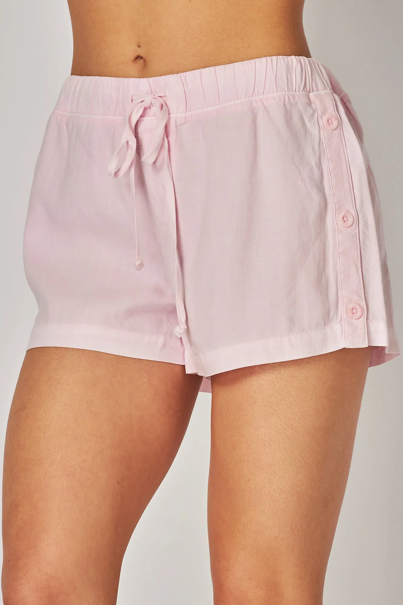 Button Side Short - Rose Petal