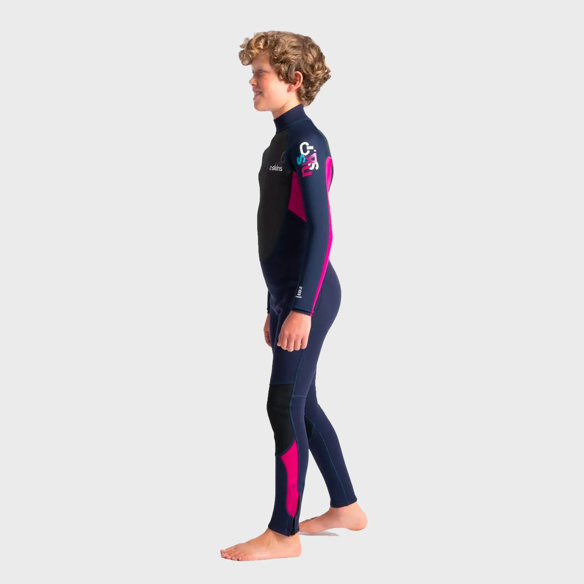 C-Skins Element 3/2 Junior Kids Wetsuit - Slate/Magenta/Multi