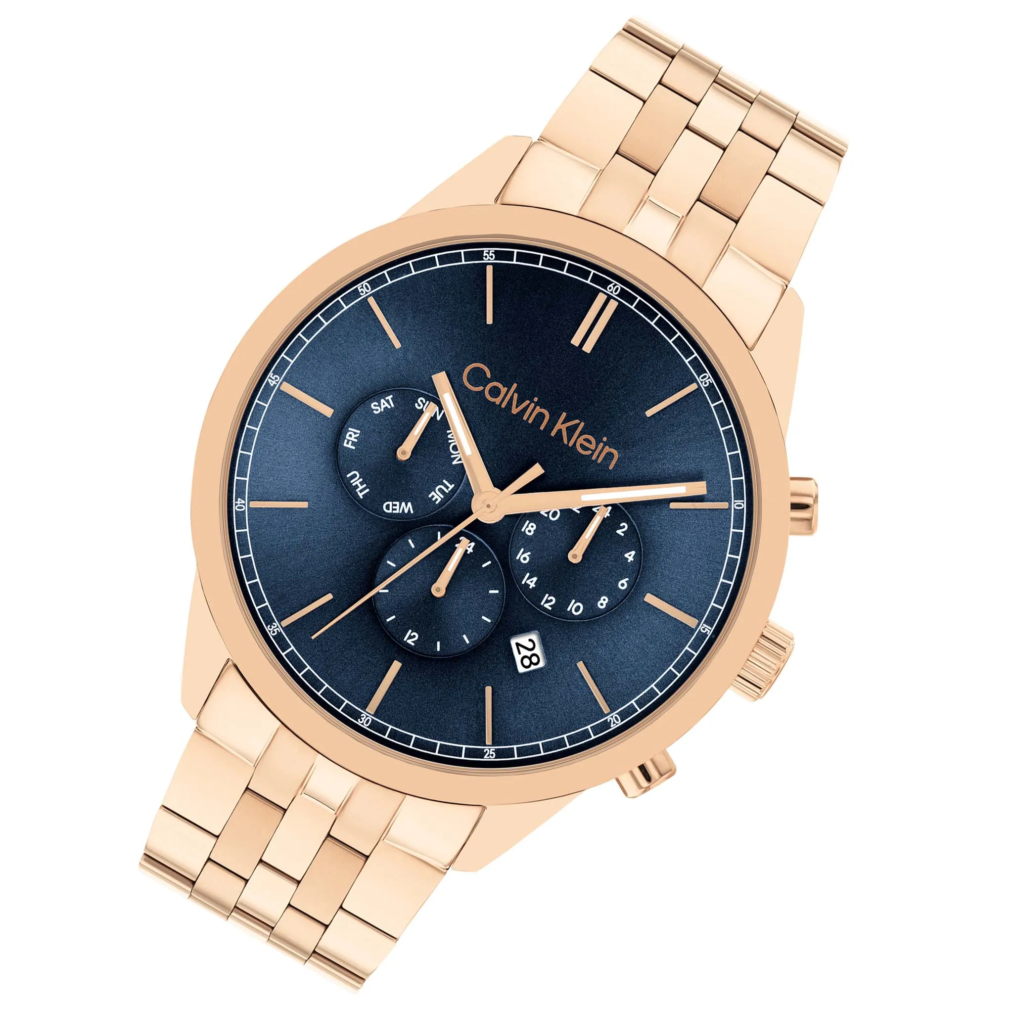 Calvin Klein Rose Gold Steel Blue Dial Multi-function Men's Watch - 25200376