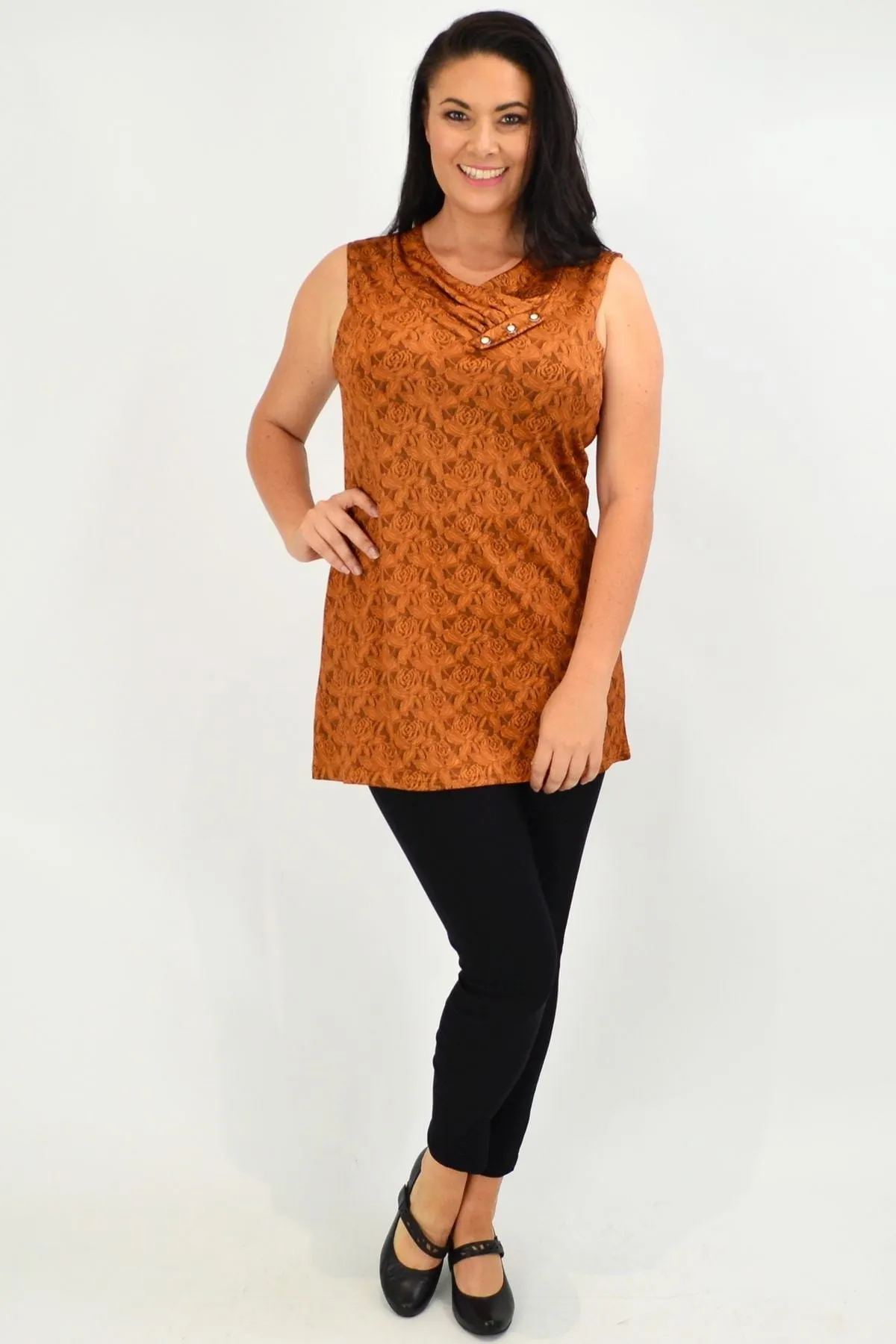 Caramel Rose Sleeveless Tunic Top