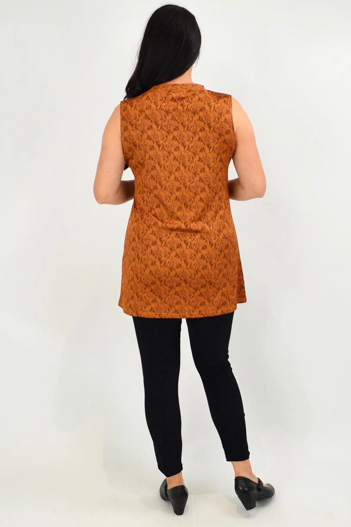 Caramel Rose Sleeveless Tunic Top