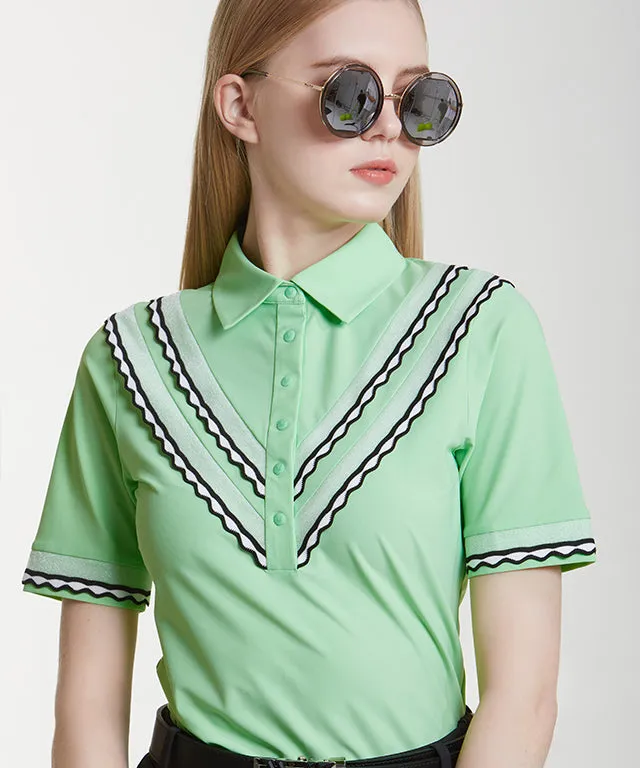 Celie Lace Polo - L/Green