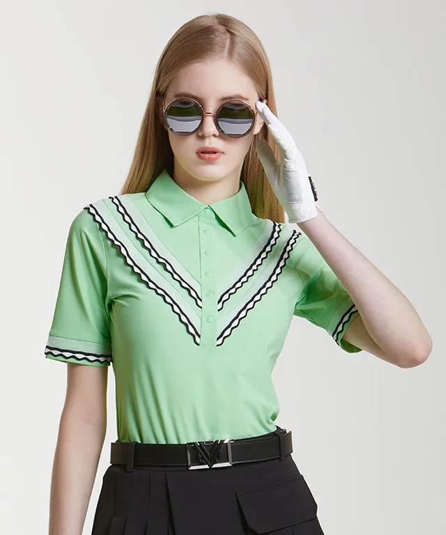 Celie Lace Polo - L/Green