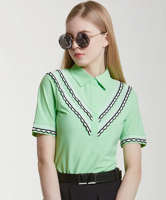 Celie Lace Polo - L/Green