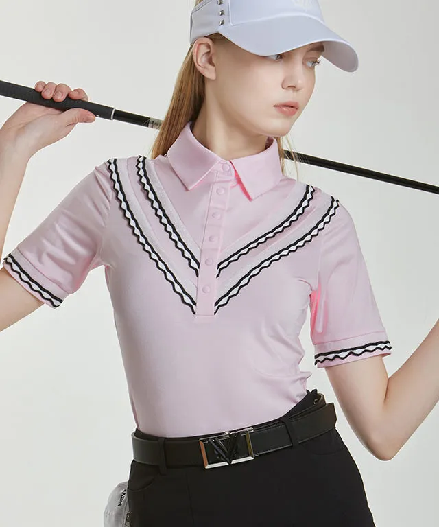 Celie Lace Polo - L/Pink