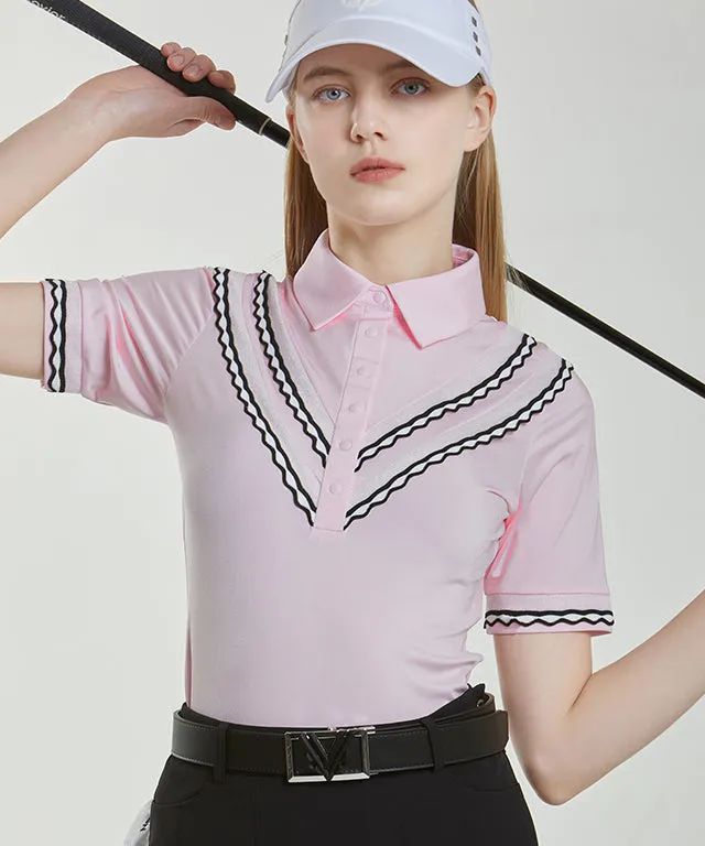 Celie Lace Polo - L/Pink