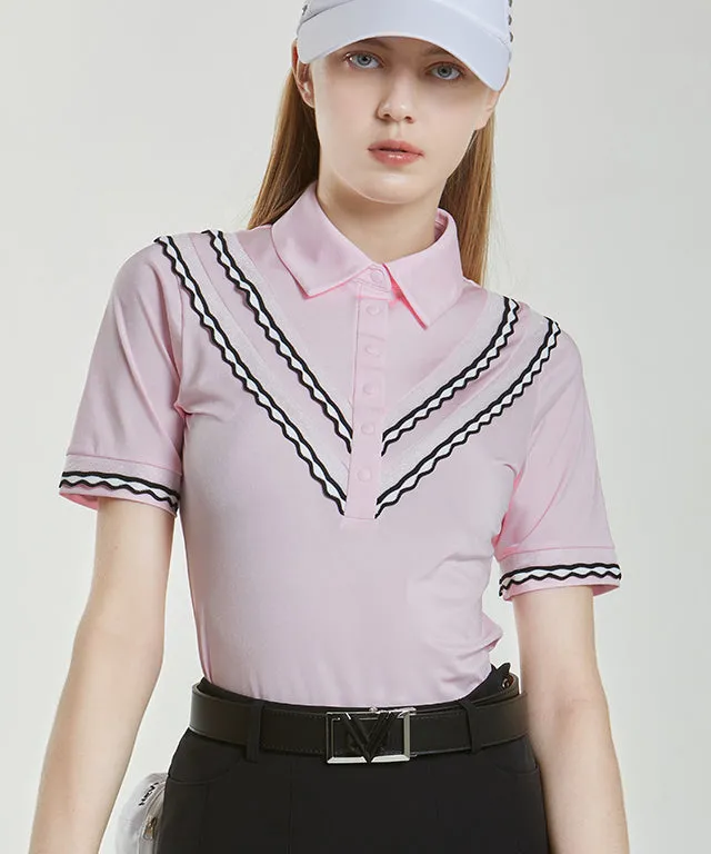 Celie Lace Polo - L/Pink