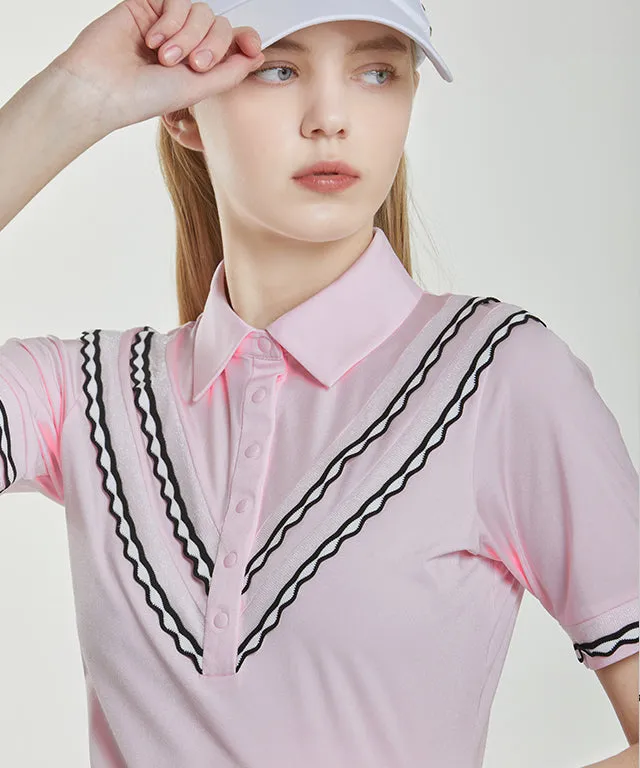 Celie Lace Polo - L/Pink