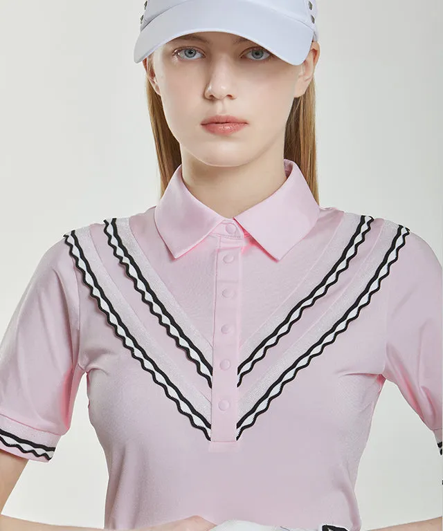 Celie Lace Polo - L/Pink