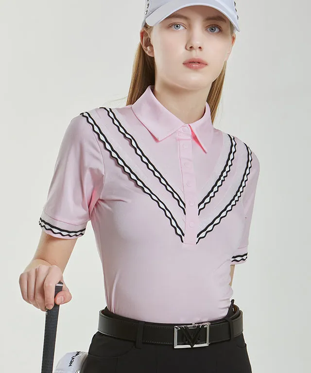 Celie Lace Polo - L/Pink