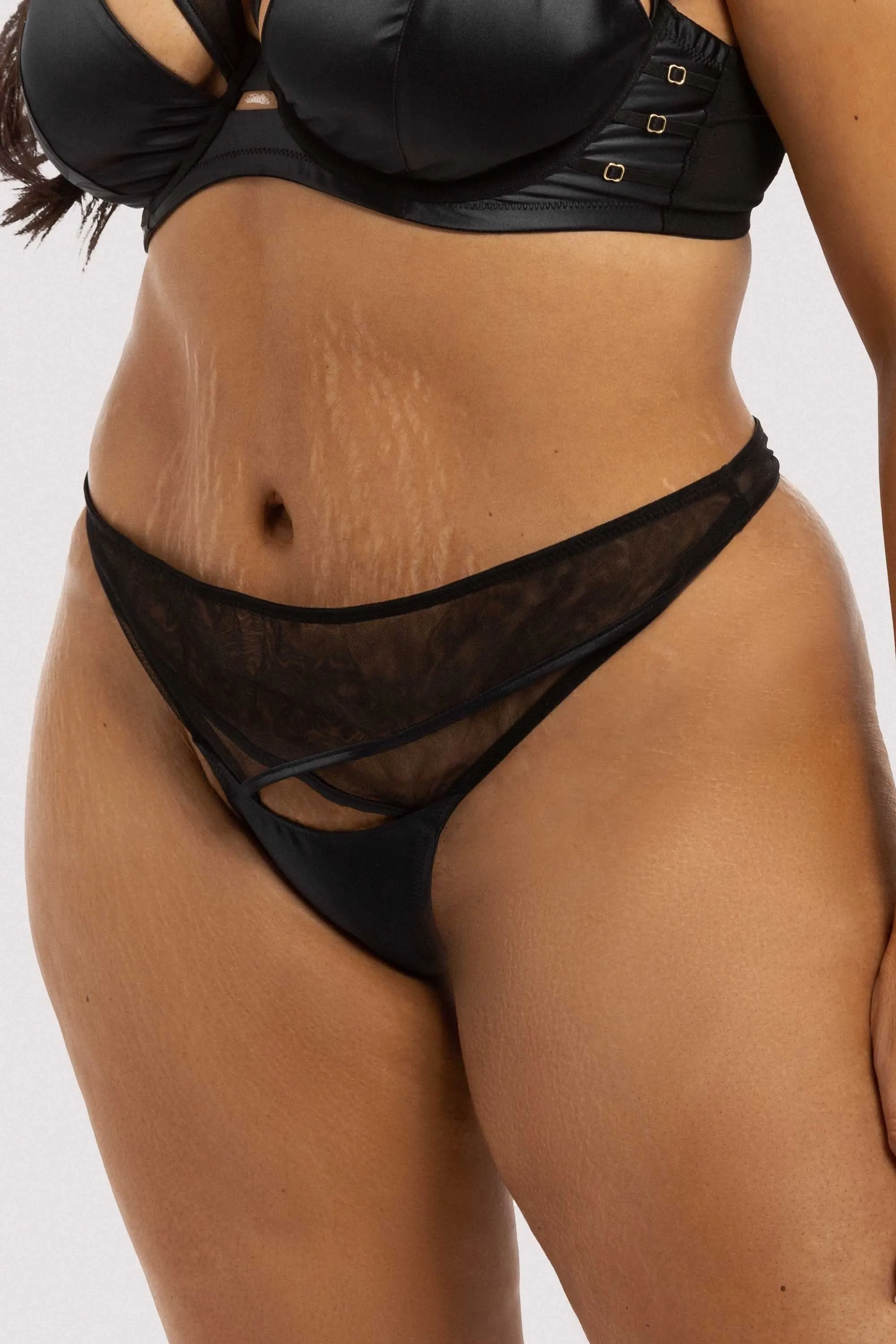 Charlie Black Cut-out Thong