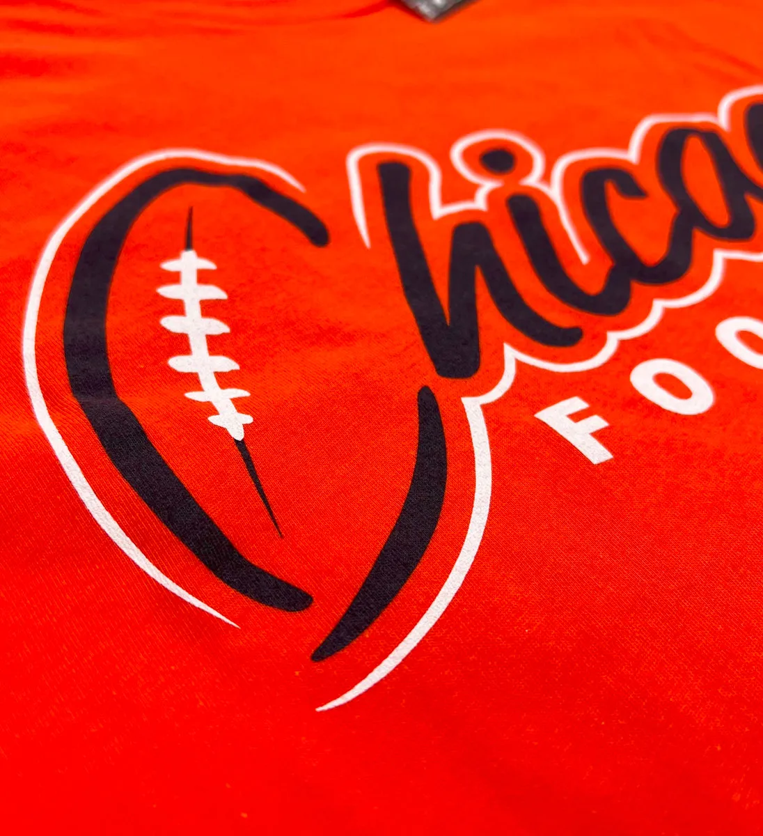 Chicago Football Script Orange T shirt