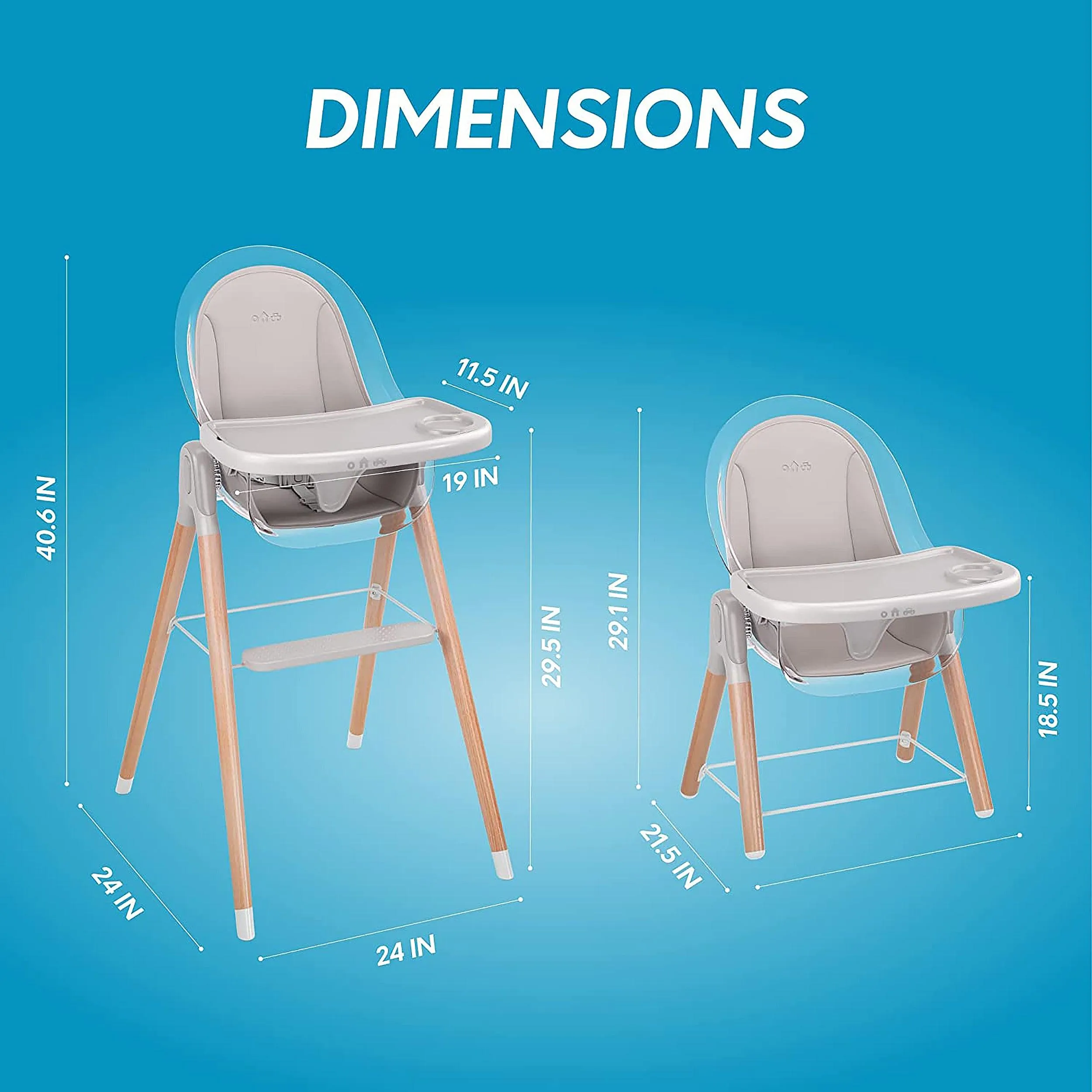 Children of Design Deluxe High Chair with Cushion - Grey