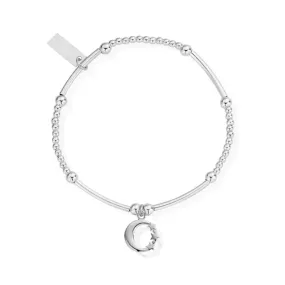 ChloBo Mini Cute Moon & Stars Silver Bead Bracelet