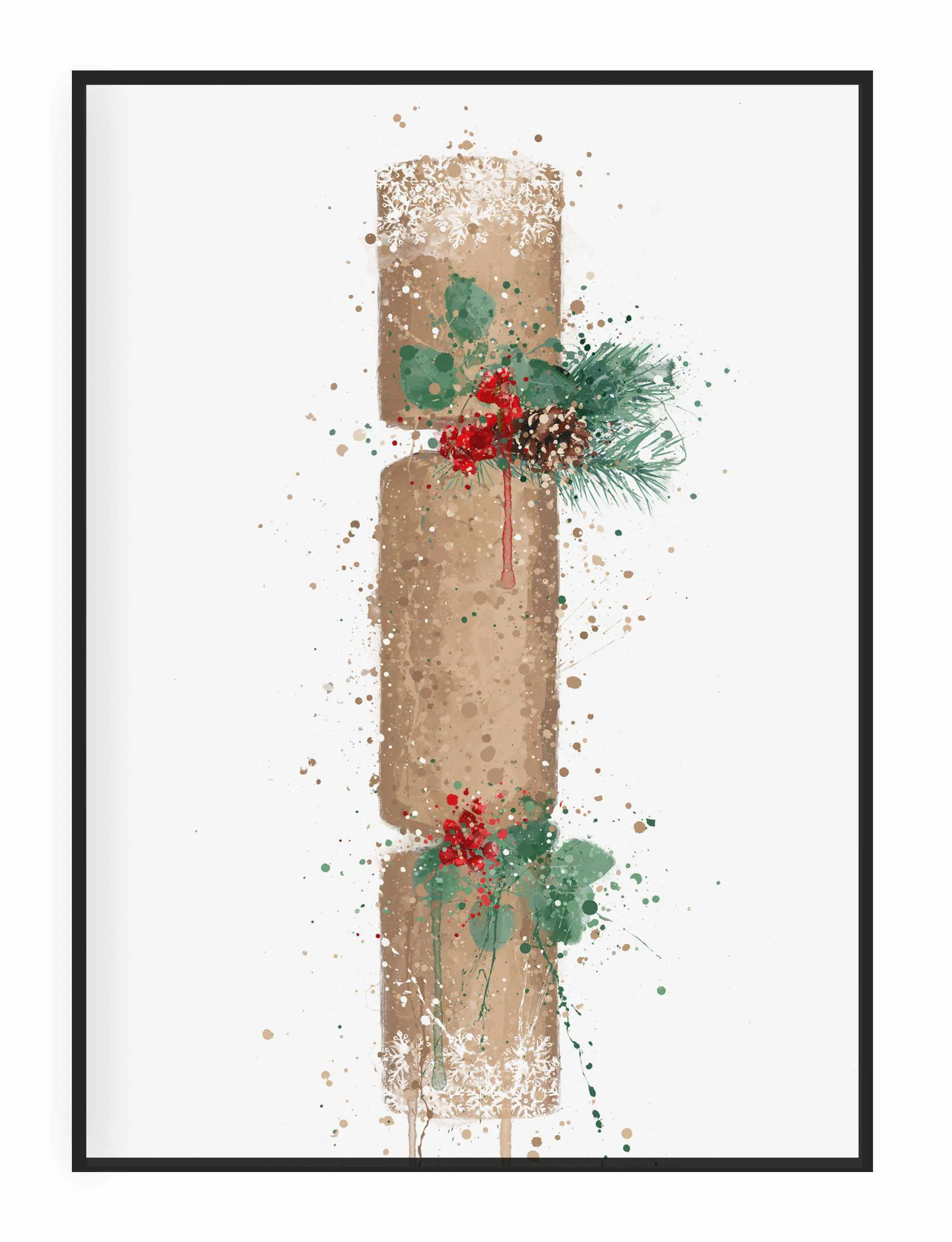 Christmas Cracker Wall Art Print , Contemporary and Stylish Christmas Decoration Alternative Xmas Decor