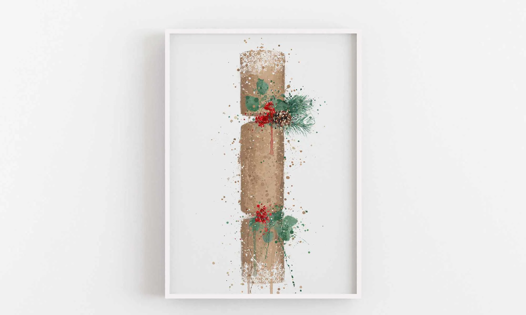 Christmas Cracker Wall Art Print , Contemporary and Stylish Christmas Decoration Alternative Xmas Decor