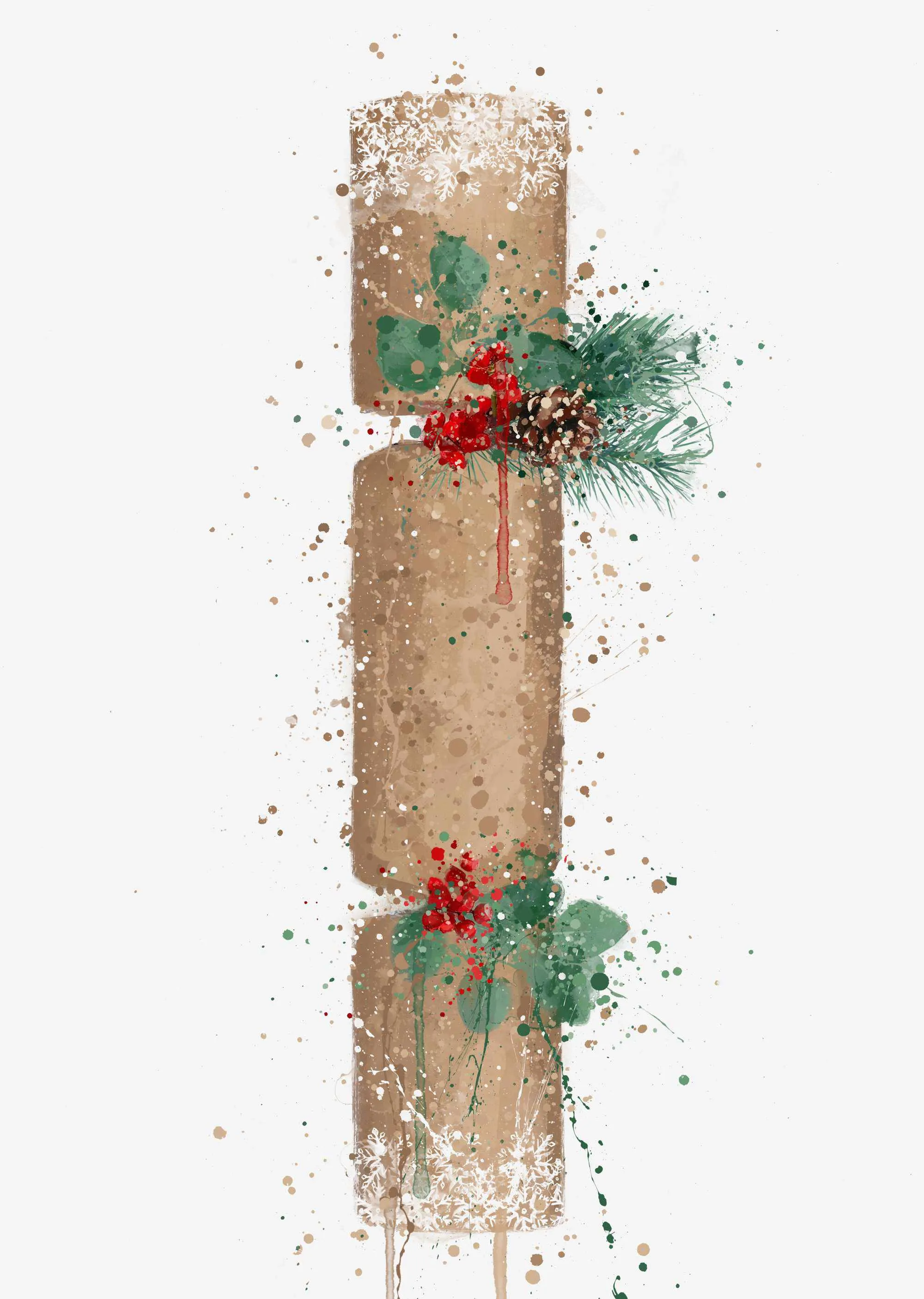 Christmas Cracker Wall Art Print , Contemporary and Stylish Christmas Decoration Alternative Xmas Decor