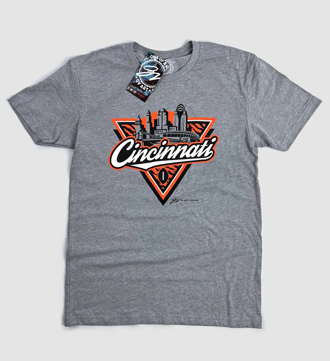 Cincinnati Football Skyline Grey T shirt