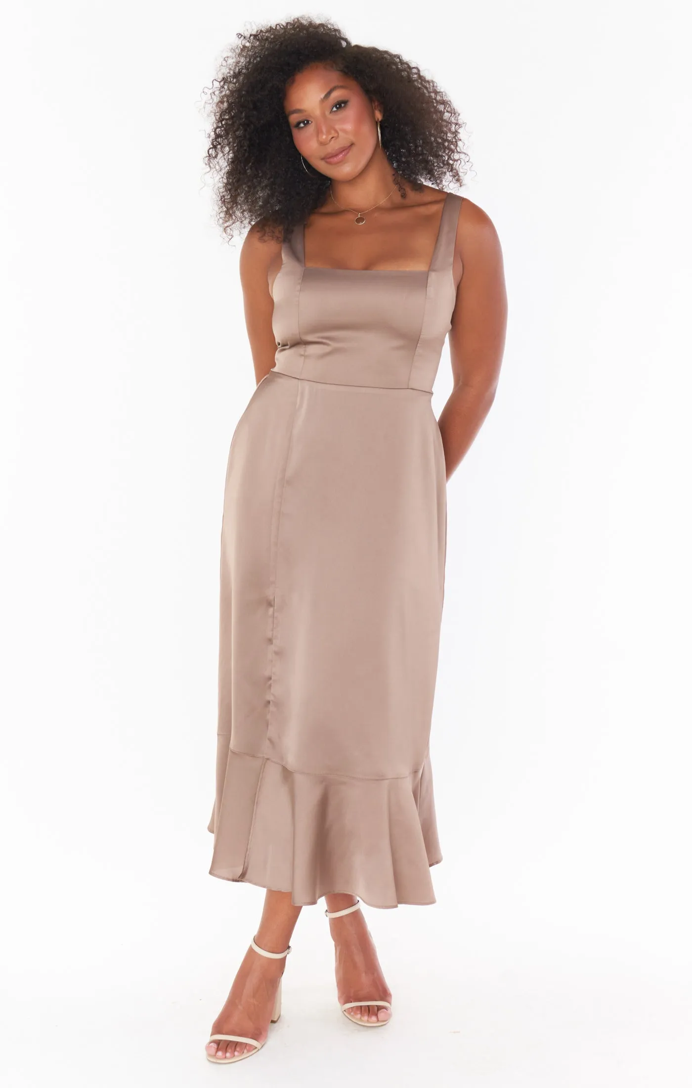 Claire Midi Dress ~ Dune Luxe Satin