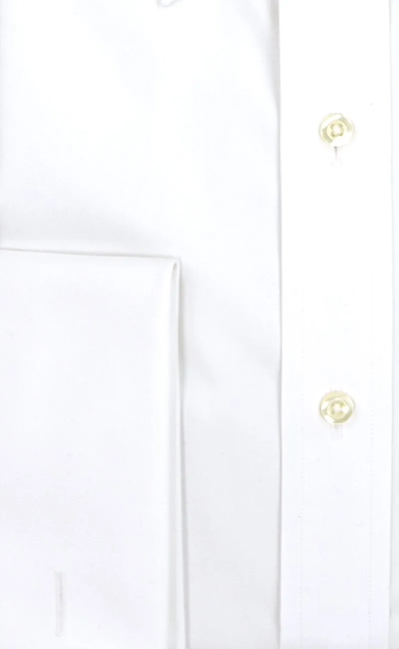 Classic Fit White Solid Spread Collar French Cuff Supima® Cotton Non-Iron Pinpoint Oxford Dress Shirt (B/T)