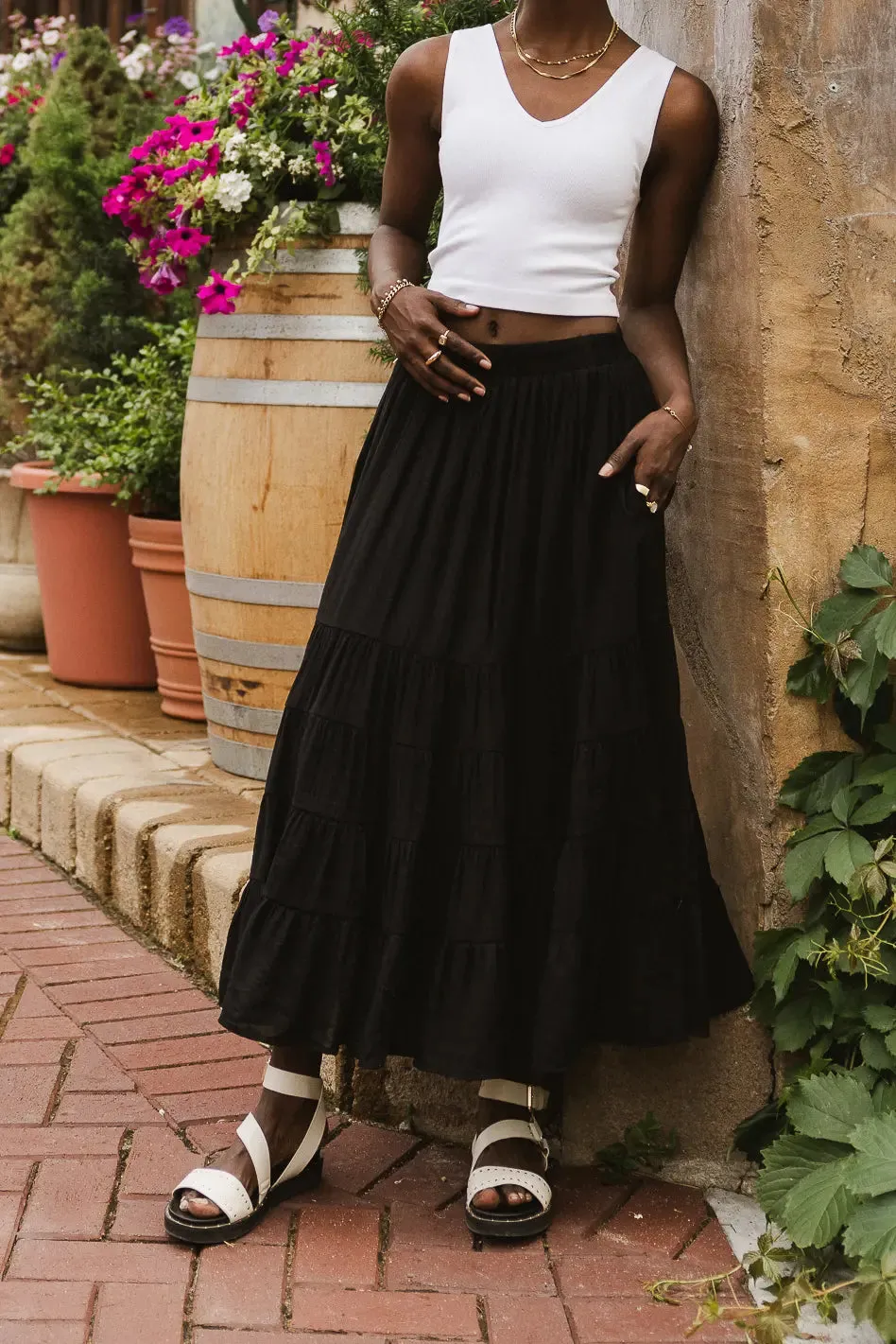 Cody Ann Tiered Skirt in Black