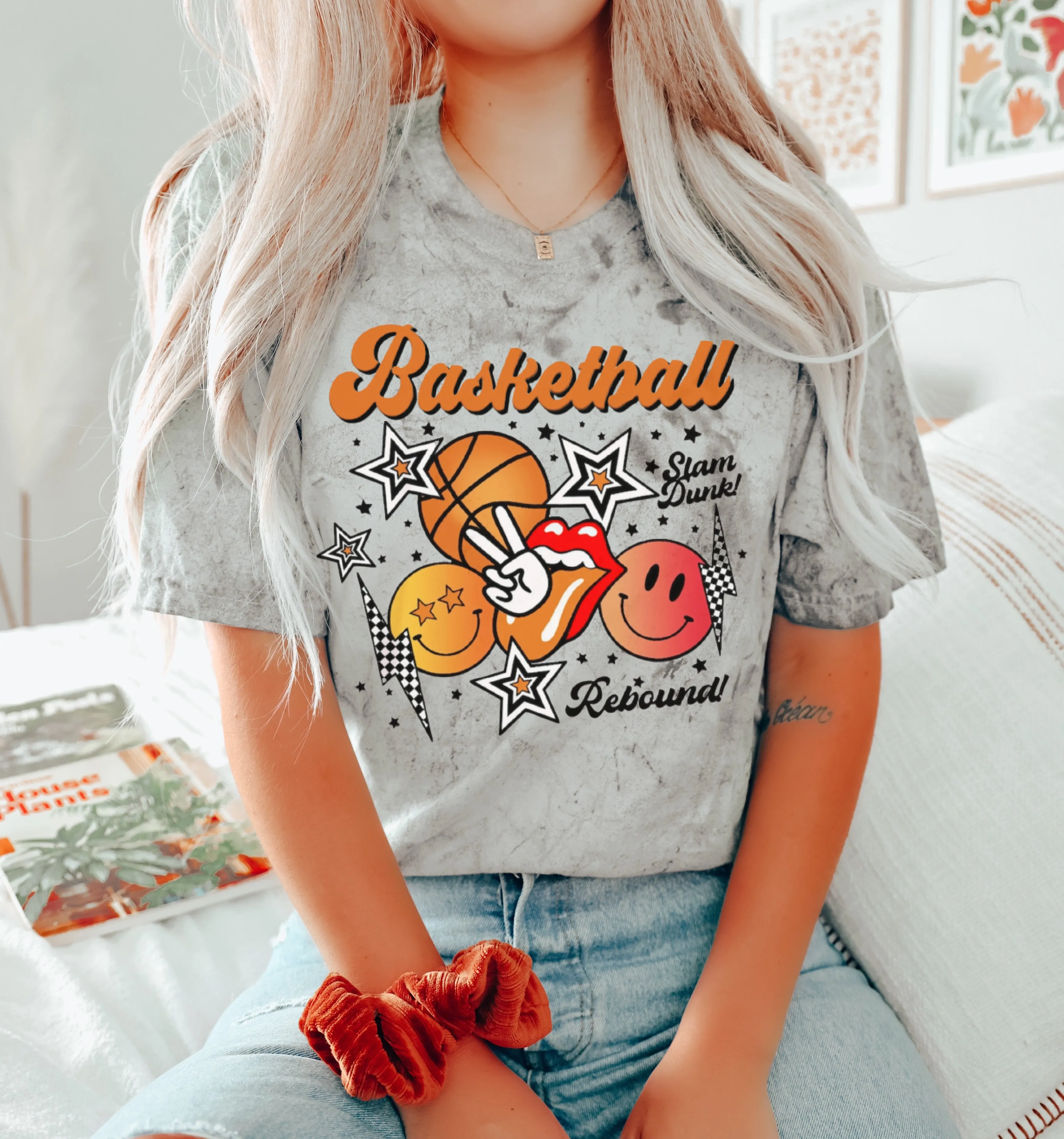 Comfort Colors Color Blast Basketball Mama Lightning Bolt Tee/ Basketball Mom Shirt