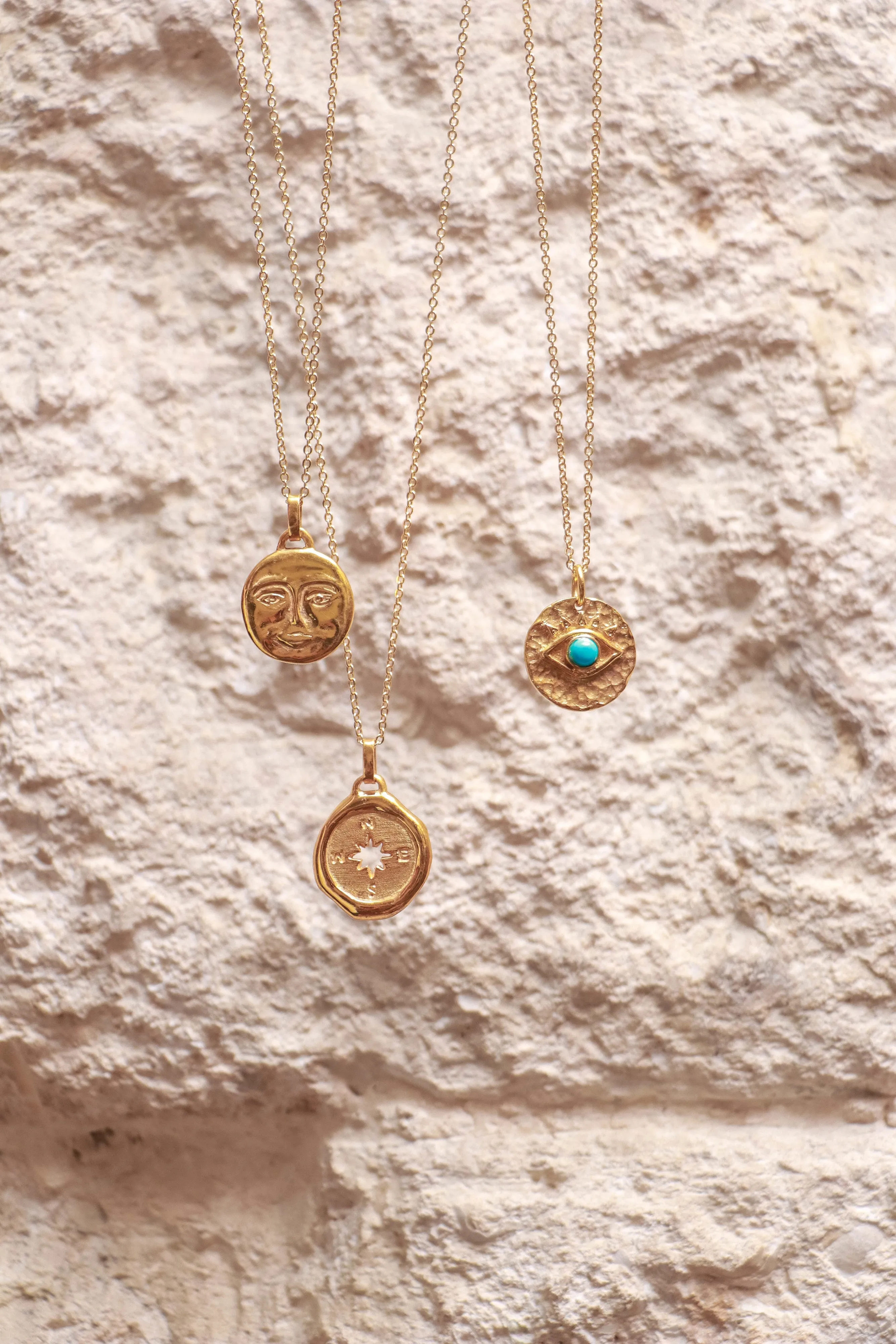 Compass Necklace, Solid Gold