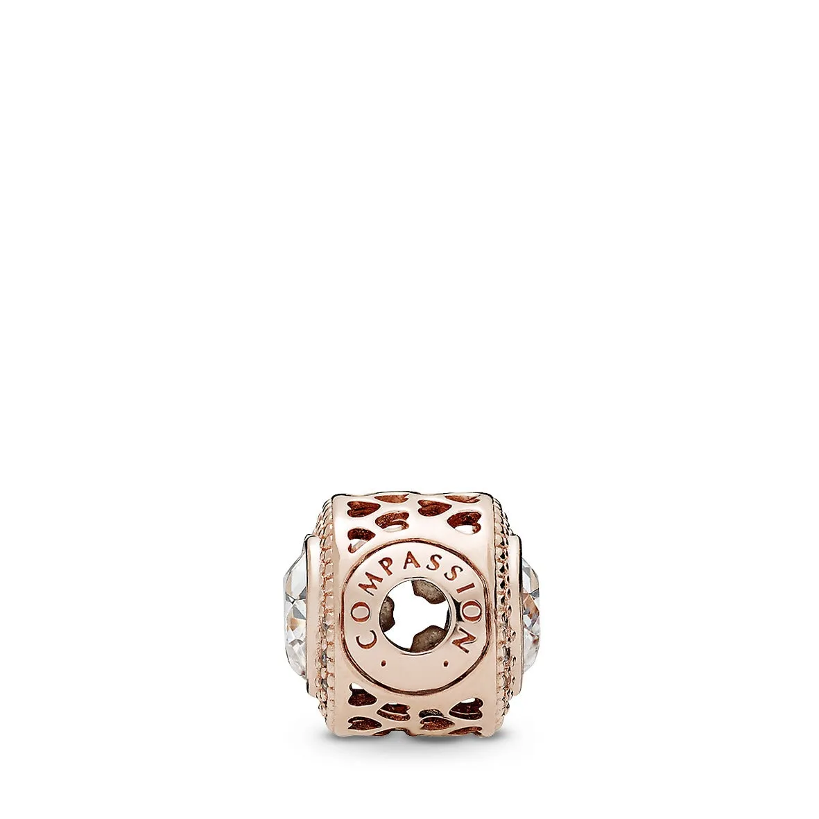 COMPASSION ESSENCE COLLECTION charm in 14k Rose Gold-plated with clear cubic zirconia