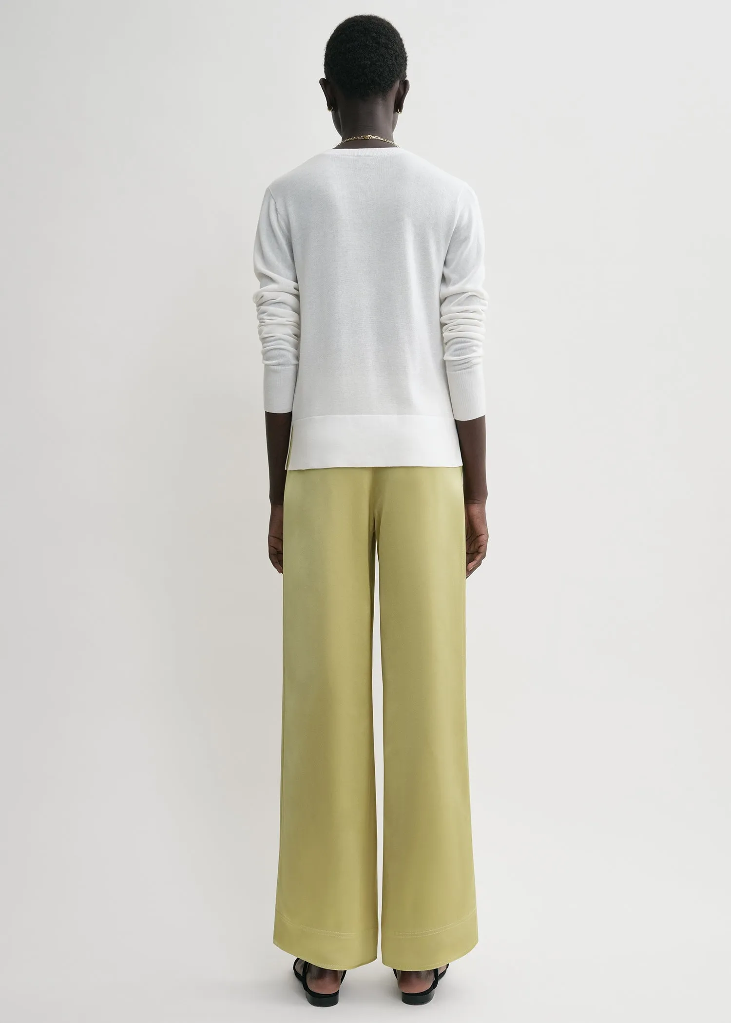 Contrast satin trousers melon