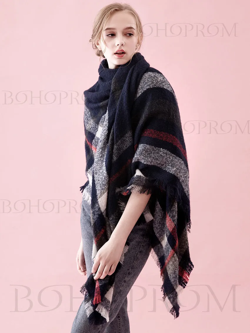 Cool Grid Scarf Large Soft Cashmere Wrap For Women And Girl SW009