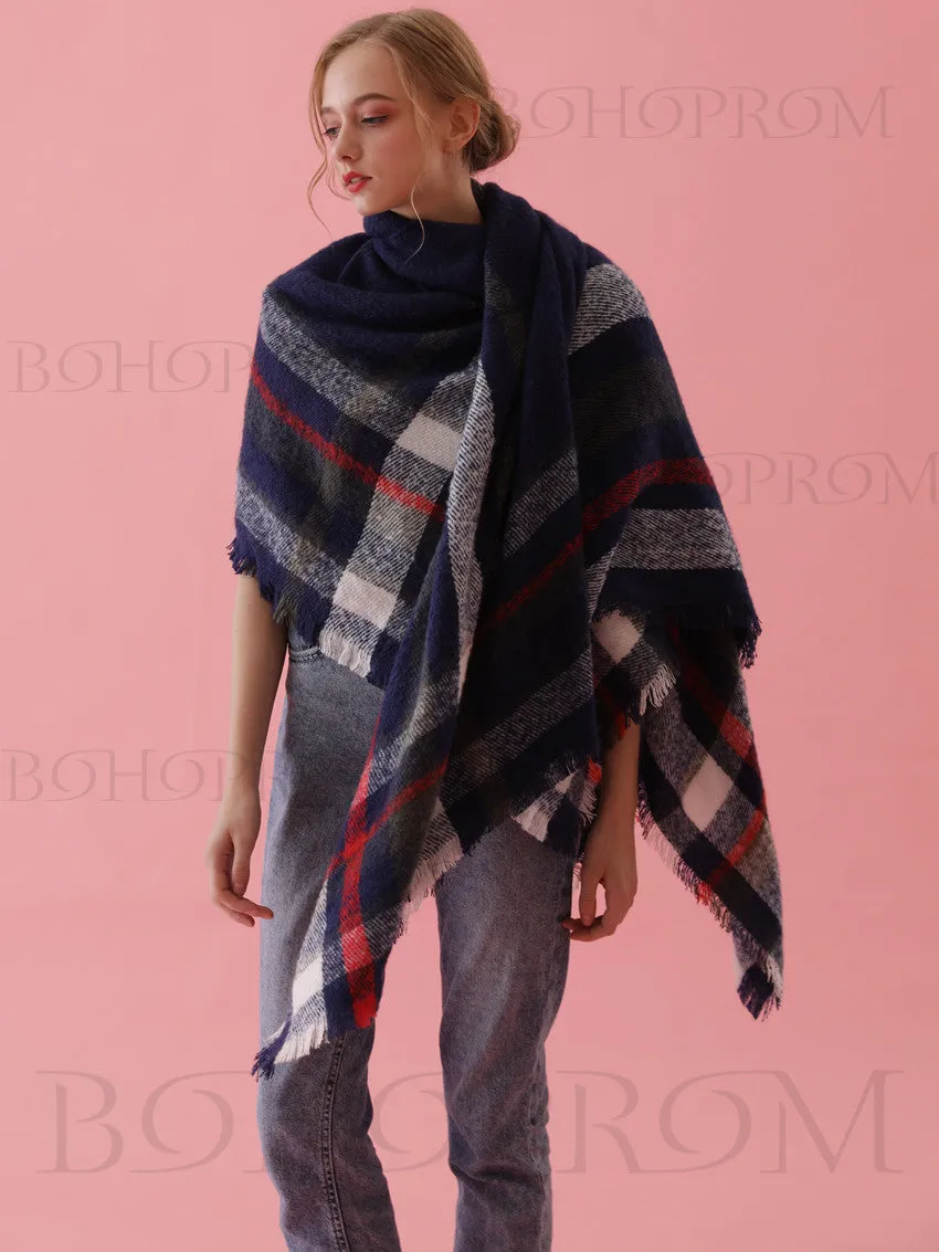 Cool Grid Scarf Large Soft Cashmere Wrap For Women And Girl SW009