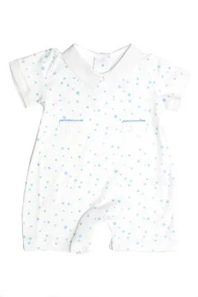 Cotton White Rompers and Pajama with blue stars Pima Cotton