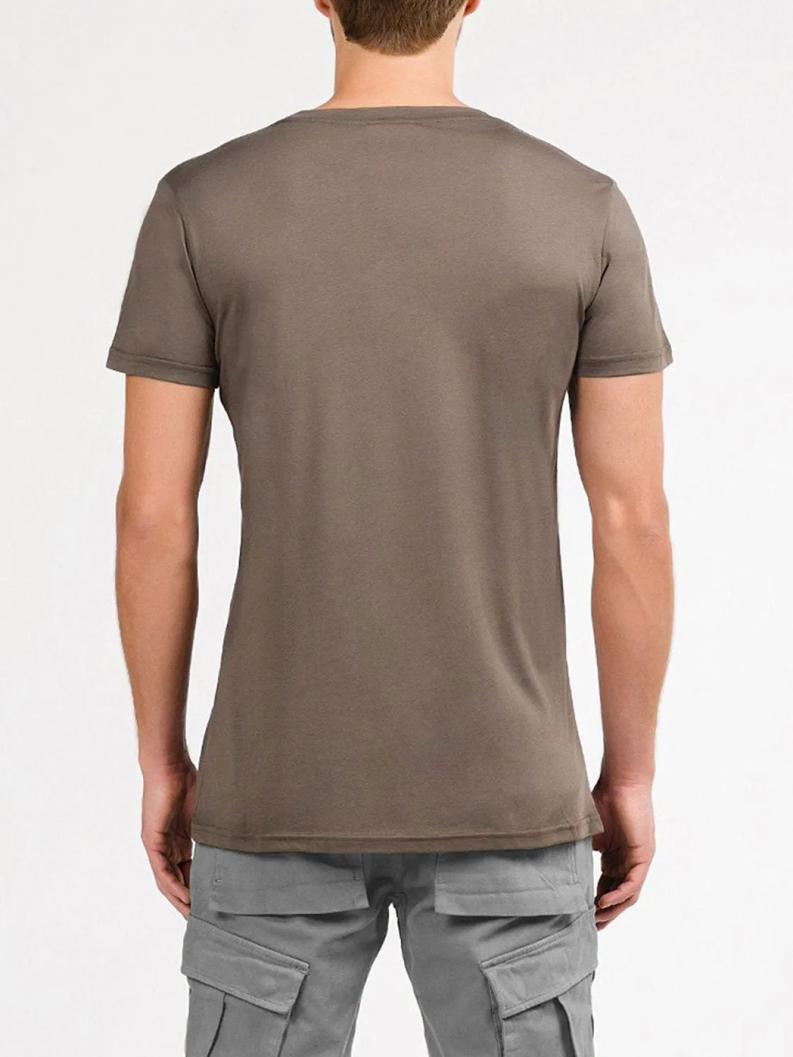 Crew Neck Modal-Blend Pocket T-shirt Taupe